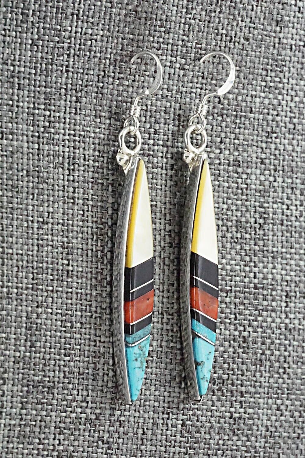 Multi Stone & Sterling Silver Inlay Earrings - Cleo Kallestewa