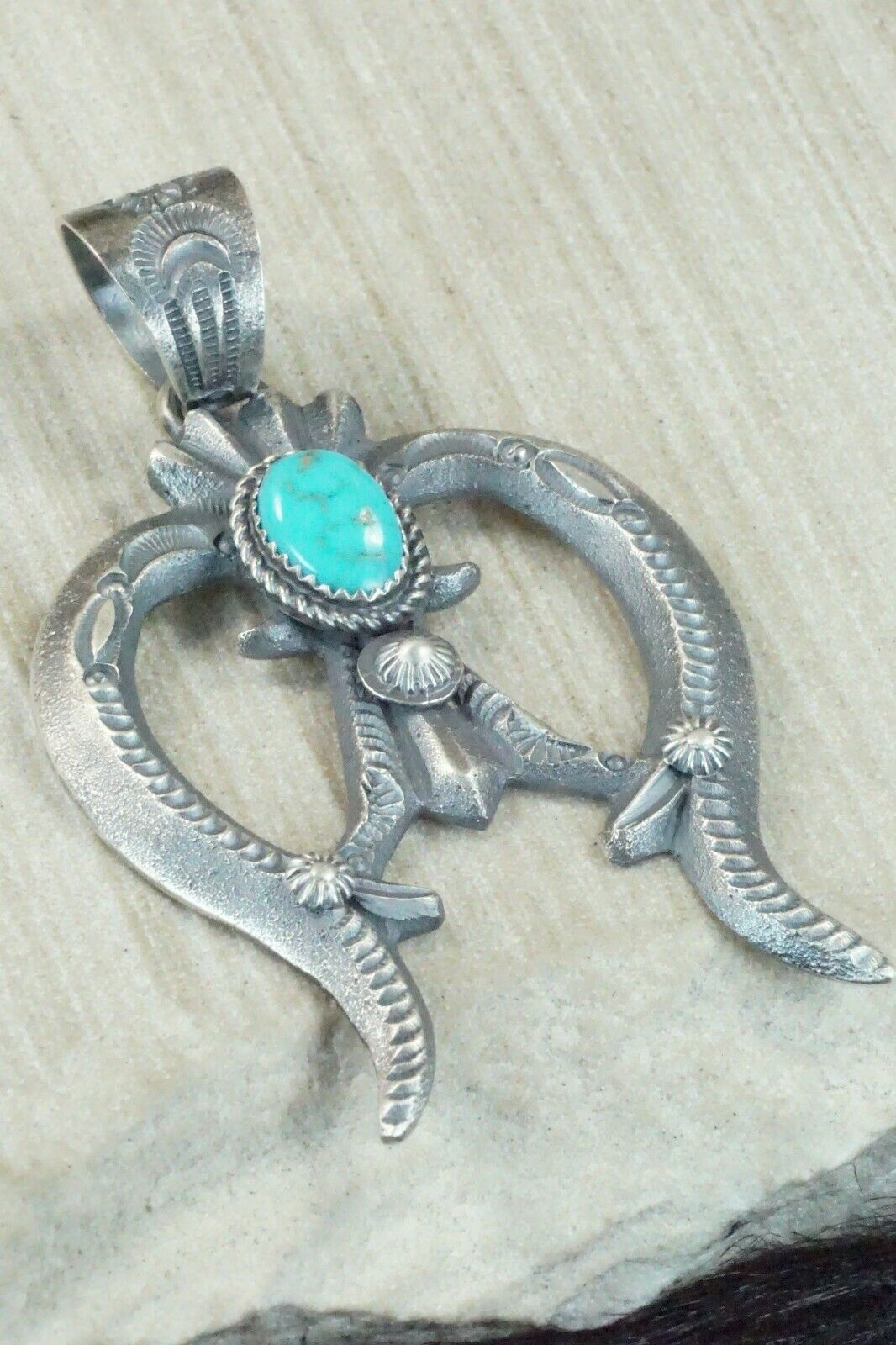 Turquoise and Sterling Silver Pendant - Eva & Linberg Billah - High Lonesome Trading