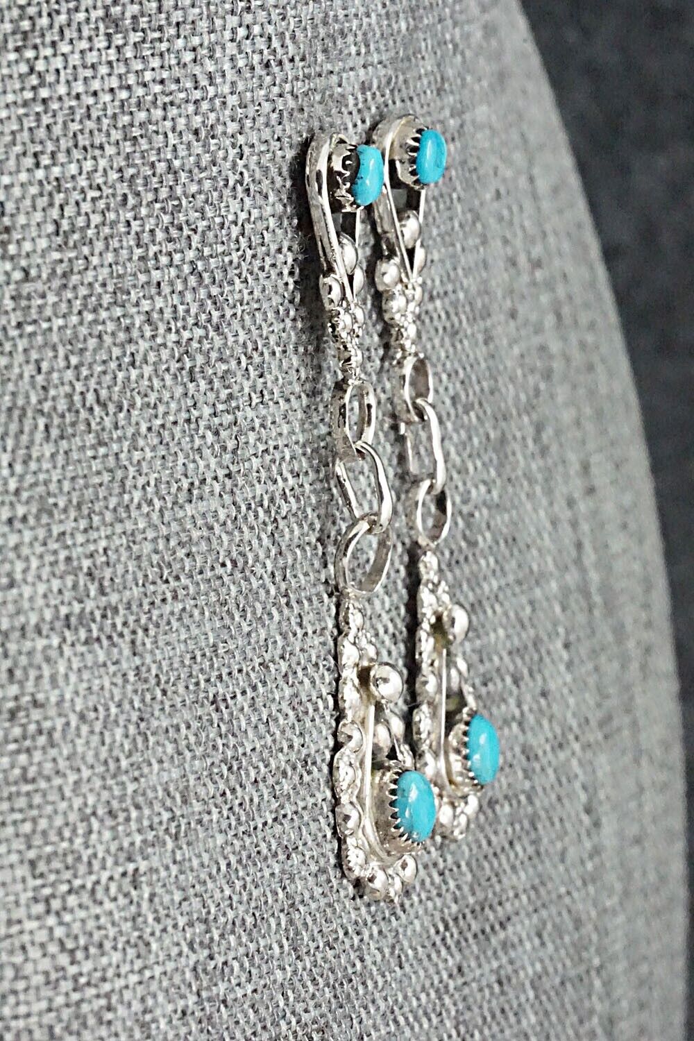 Turquoise & Sterling Silver Earrings - Verdie Booqua
