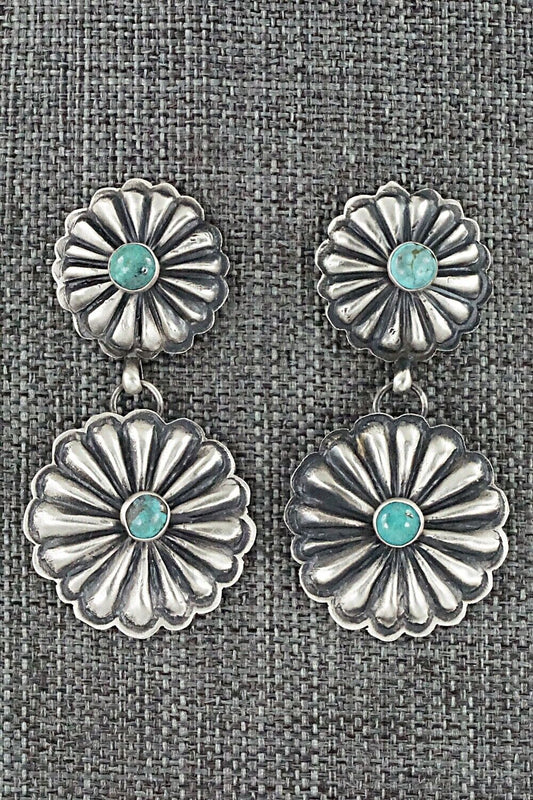Turquoise and Sterling Silver Earrings - Eugene Charley