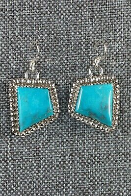 Navajo Turquoise & Sterling Silver Earrings - Alvin Joe - High Lonesome Trading