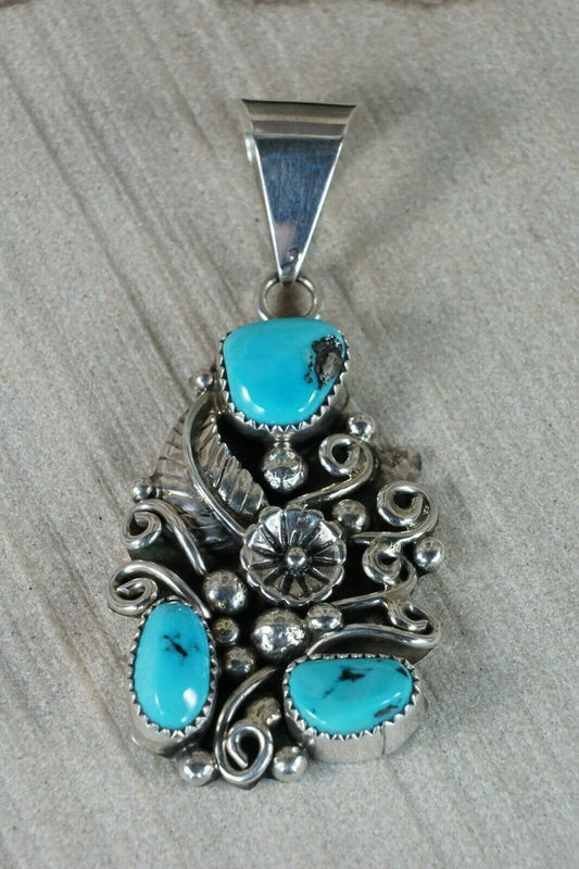 Navajo Turquoise and Sterling Silver Pendant - High Lonesome Trading