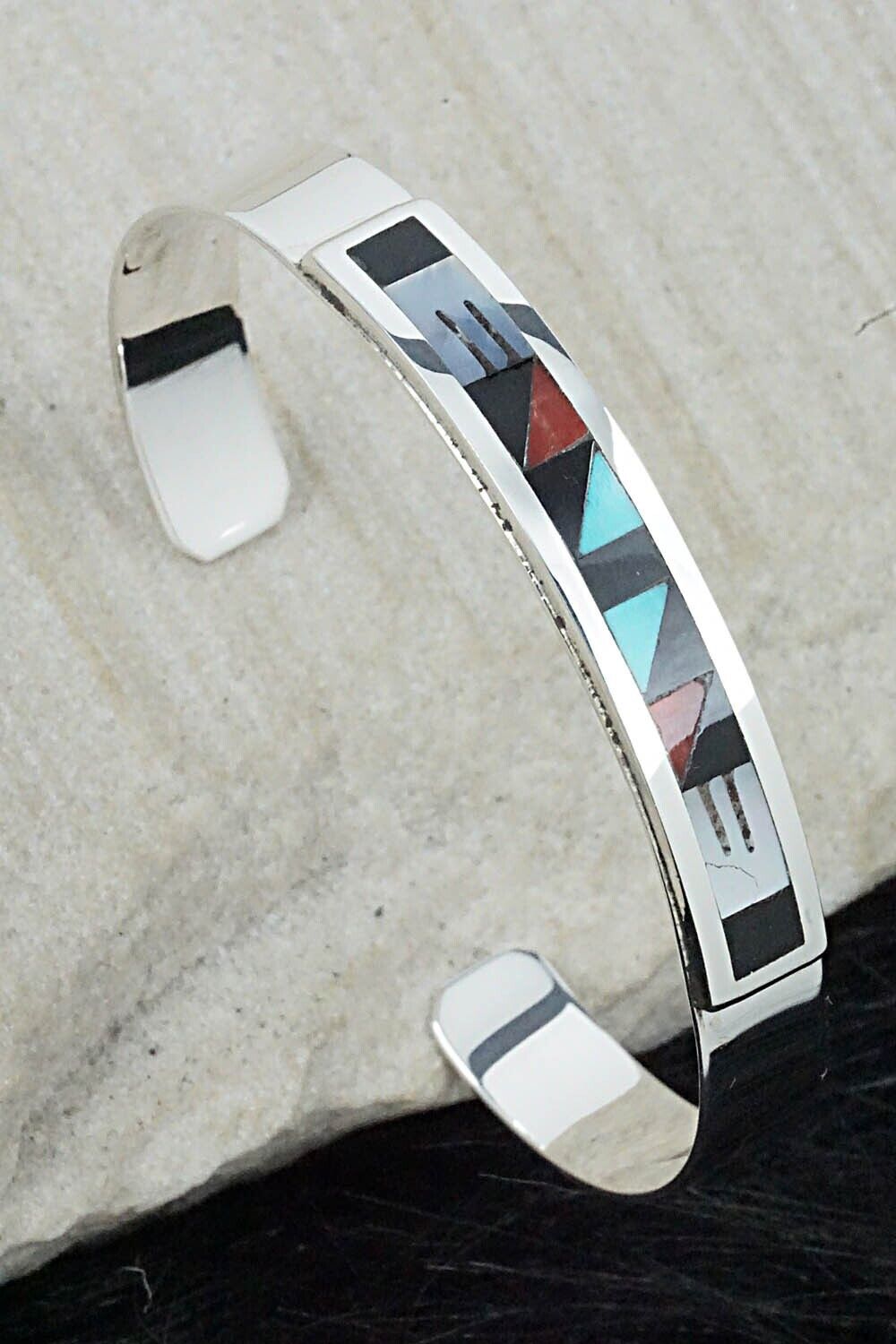 Multi Stone & Sterling Silver Inlay Bracelet - Leander Othole