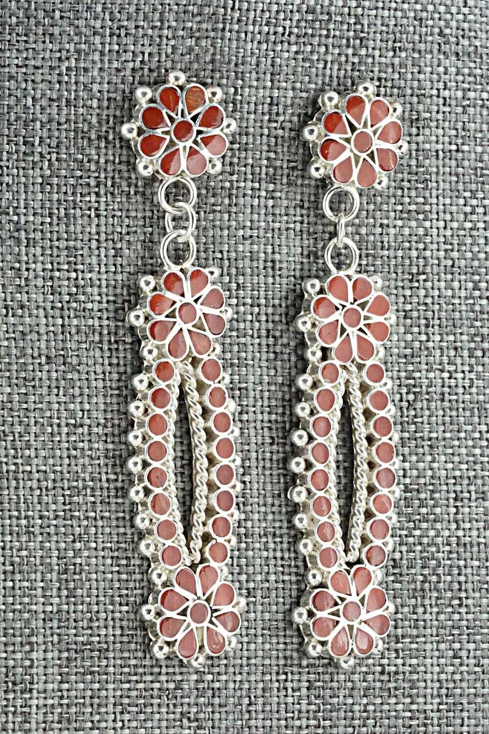 Coral & Sterling Silver Earrings - Michelle Peina