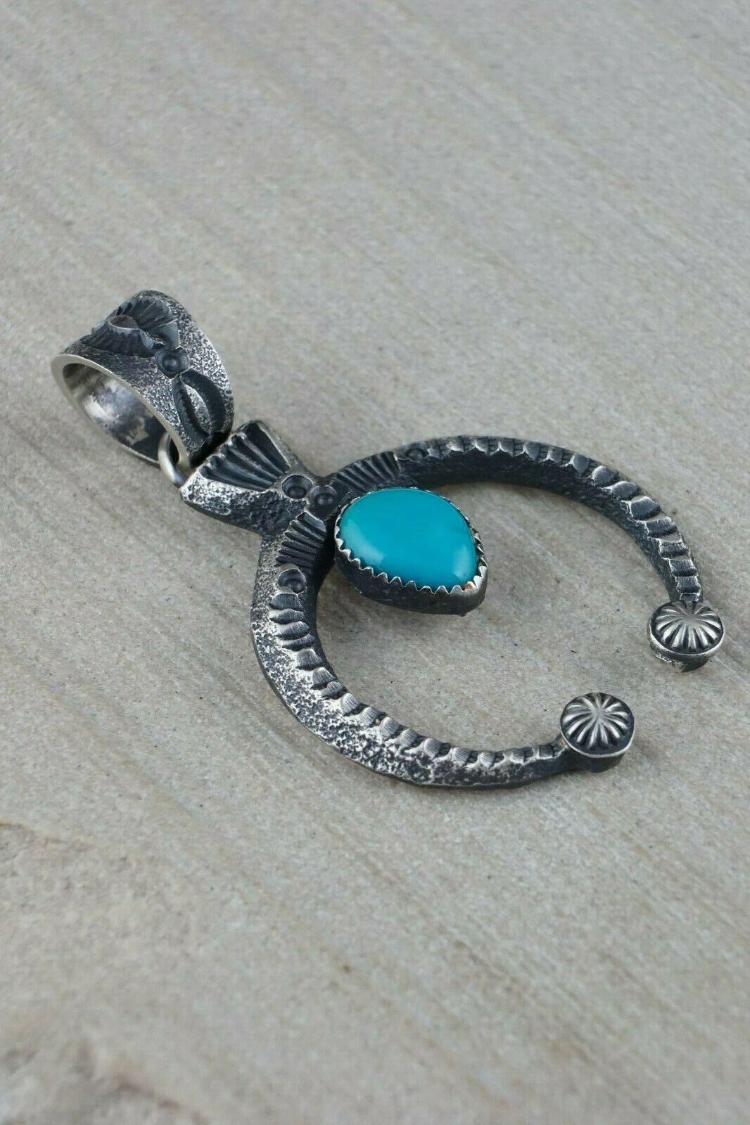 Navajo Turquoise and Sterling Silver Pendant - Eva & Linberg Billah - High Lonesome Trading