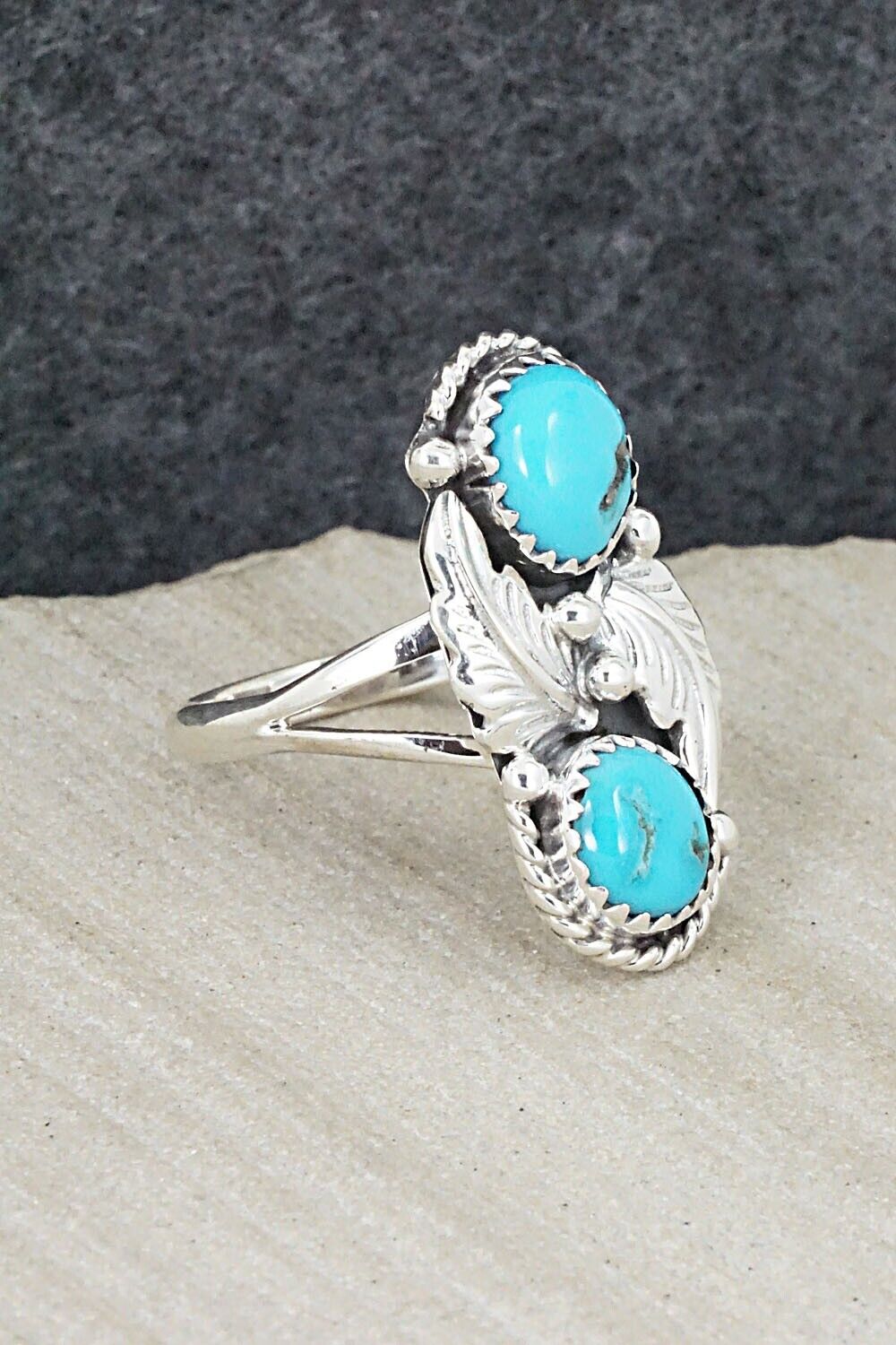 Turquoise & Sterling Silver Ring - William Begay - Size 8.75