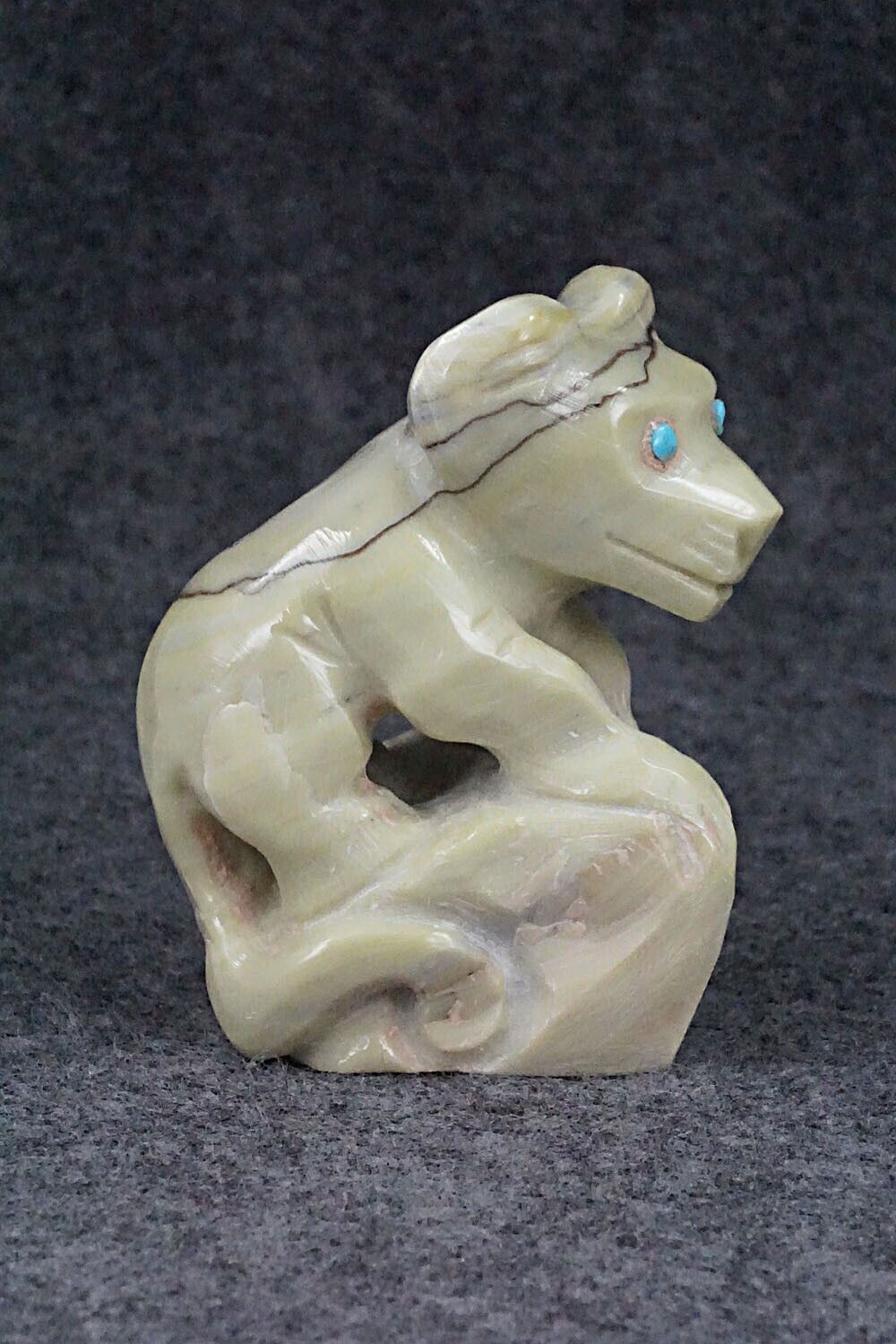 Mountain Lion Cub Zuni Fetish Carving - Carlton Kaamasee