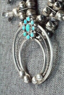 Turquoise & Sterling Silver Squash Blossom and Earrings - Leon Kirlie