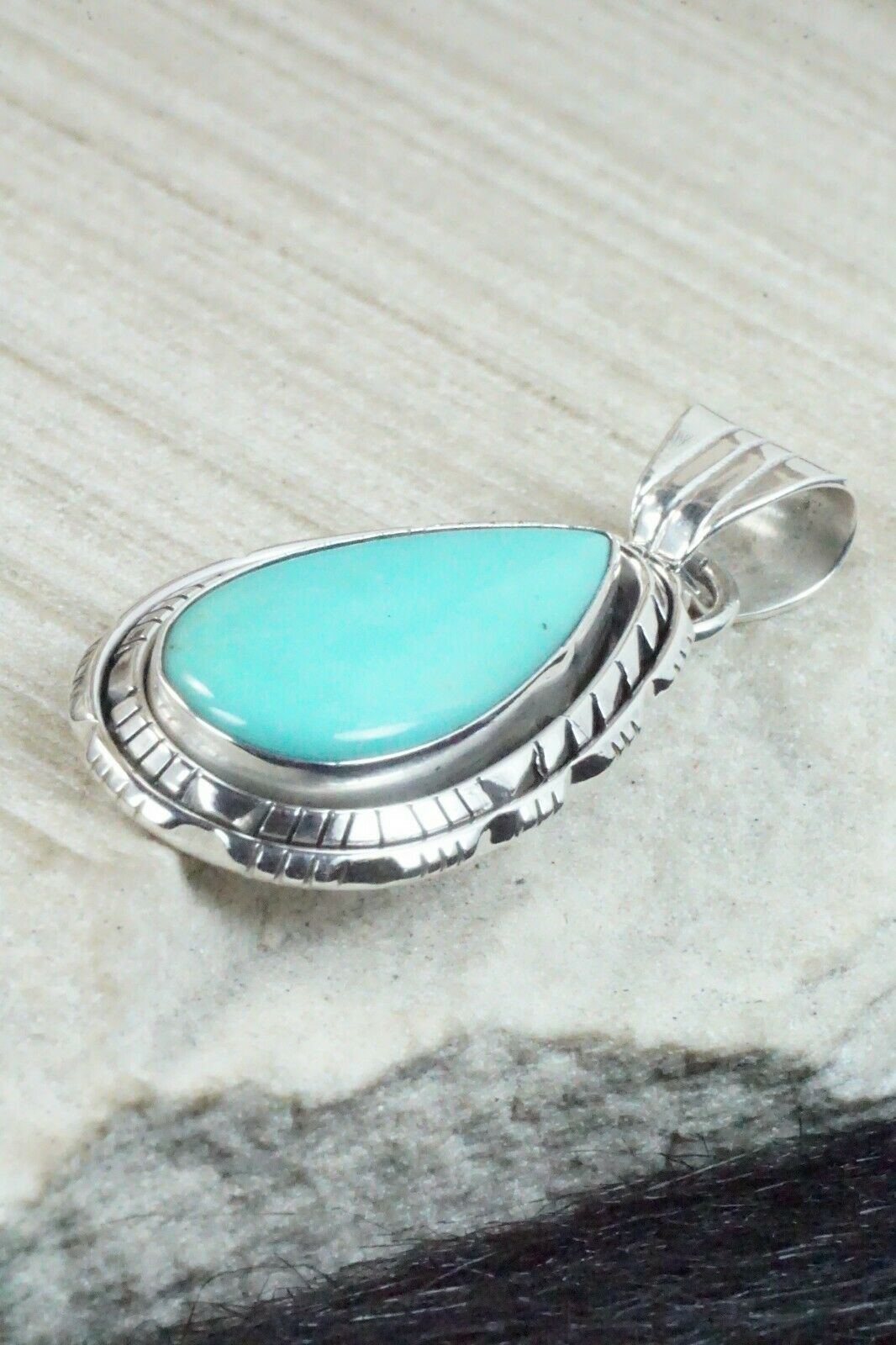 Turquoise & Sterling Silver Pendant - Samuel Yellowhair