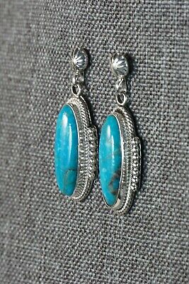 Navajo Turquoise and Sterling Silver Earrings - Verley Betone - High Lonesome Trading
