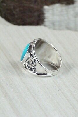 Turquoise, Coral & Sterling Silver Ring - Jeanette Saunders - Size 10.5