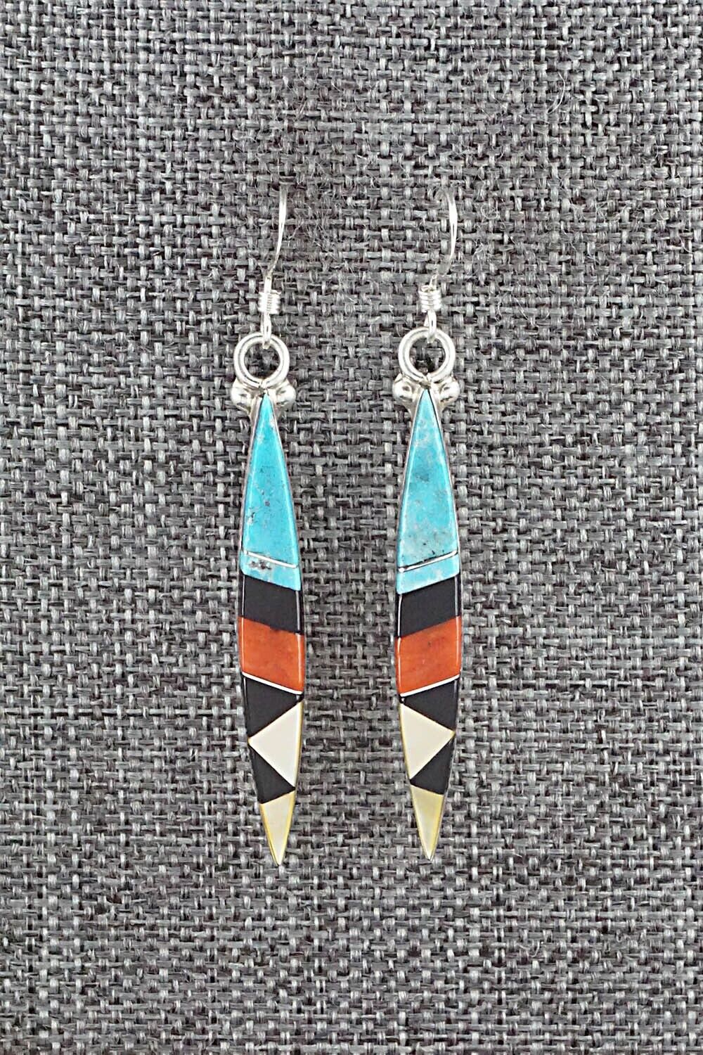 Multi Stone & Sterling Silver Inlay Earrings - Cleo Kallestewa