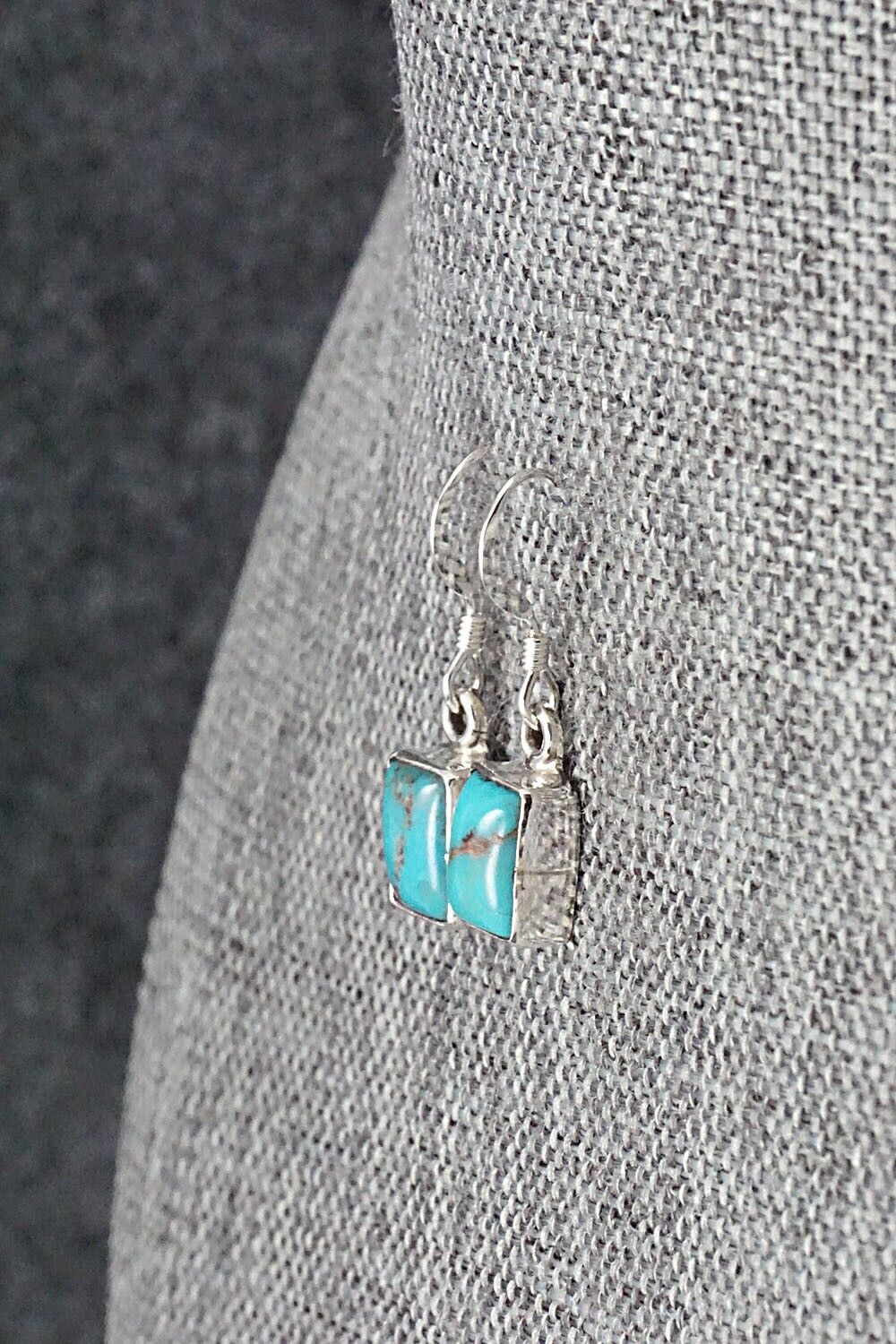 Turquoise & Sterling Silver Earrings - Lee Shorty