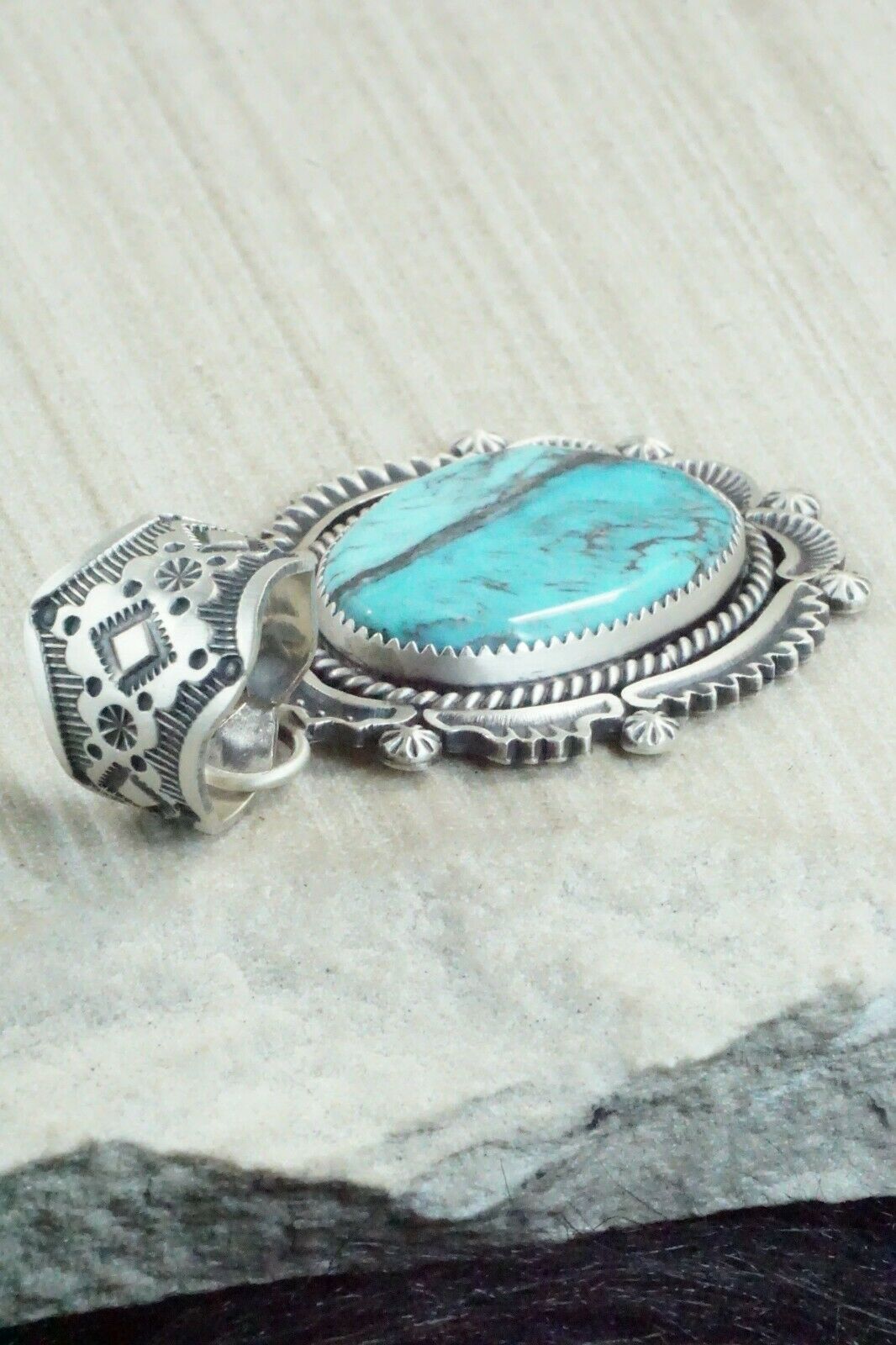 Turquoise and Sterling Silver Pendant - Harold Joe