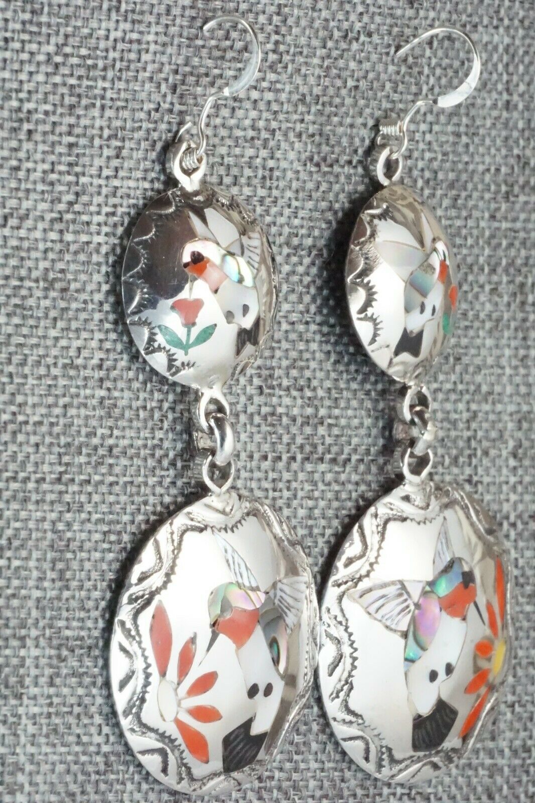 Multi Stone & Sterling Silver Earrings - Quintin Quam Sr.