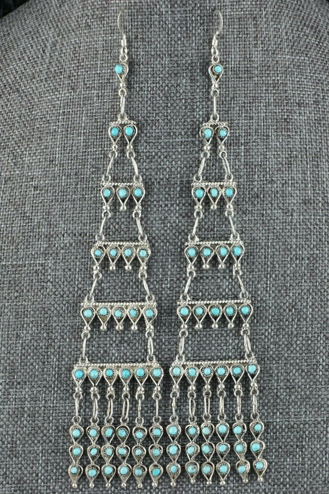 Zuni Turquoise and Sterling Silver Earrings - Waylon Johnson - High Lonesome Trading