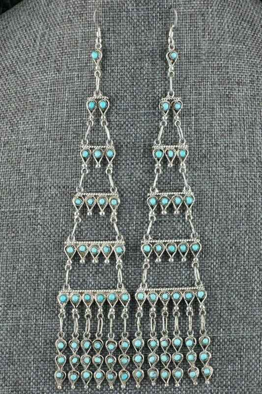 Zuni Turquoise and Sterling Silver Earrings - Waylon Johnson - High Lonesome Trading