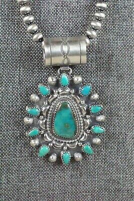 Turquoise Pendant & Sterling Silver Necklace - Tom Lewis