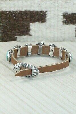7 Stone Turquoise, Sterling Silver and Leather Bracelet - Jimmy Emerson - High Lonesome Trading