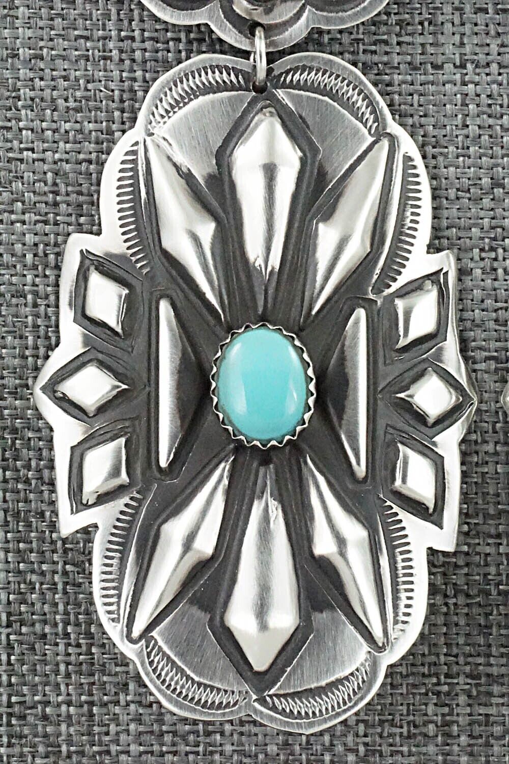 Turquoise & Sterling Silver Earrings - Leander Tahe