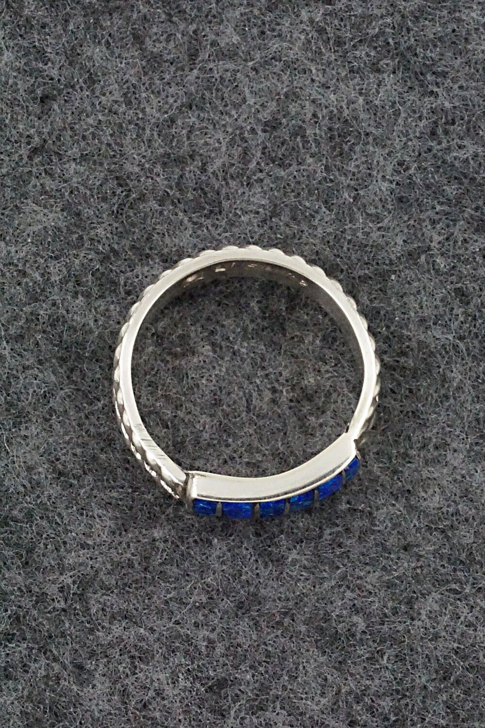 Opalite & Sterling Silver Inlay Ring - Orlando Laweka - Size 7.75