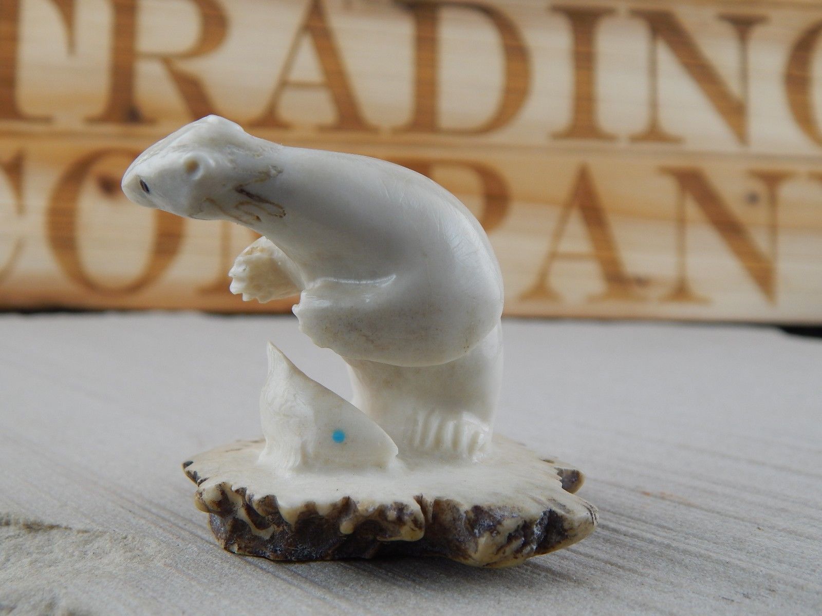 Bear & Fish Zuni Fetish Carving - Maxx Laate - High Lonesome Trading