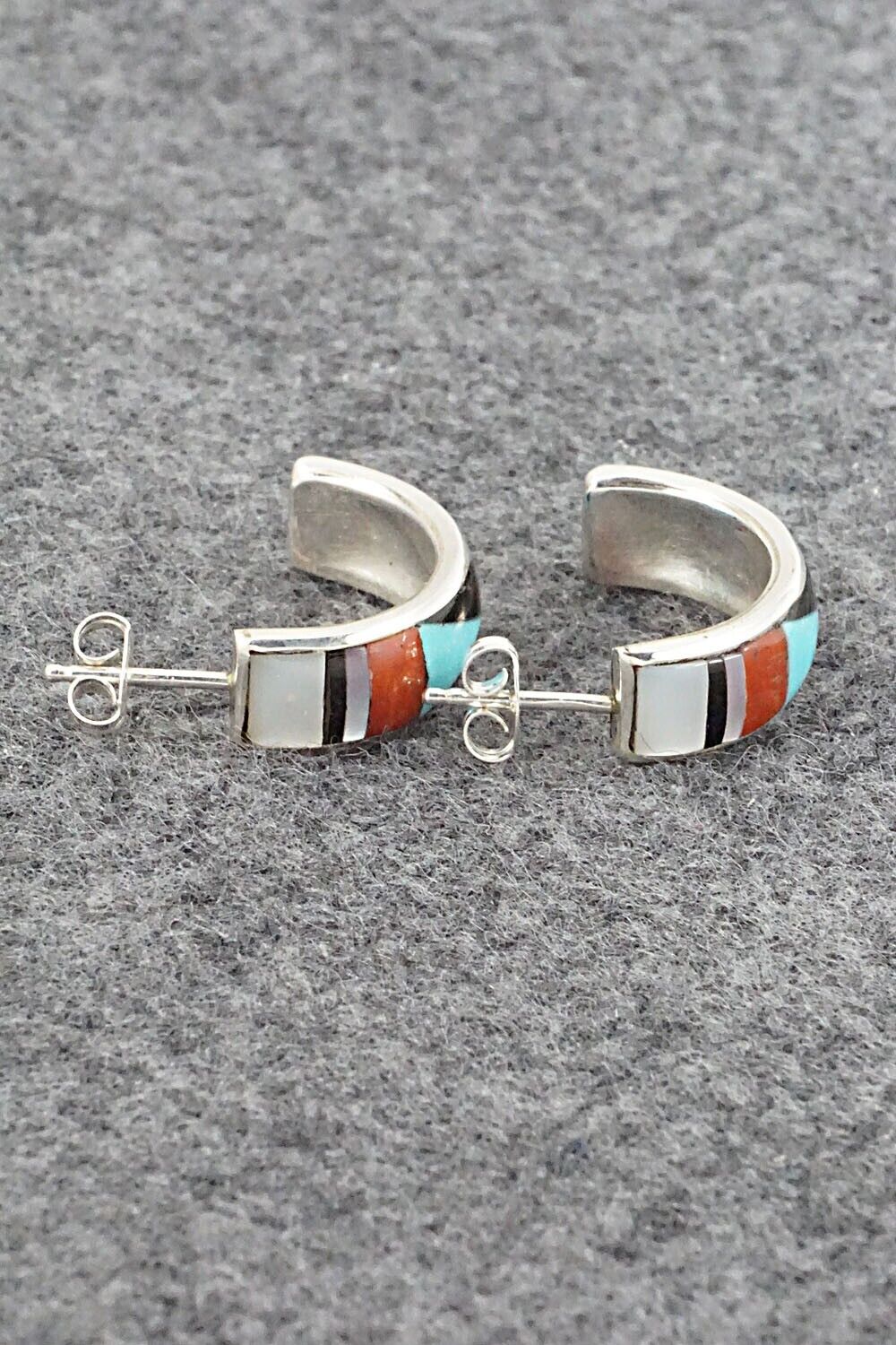 Multi Stone Inlay & Sterling Silver Earrings - Delberta Boone