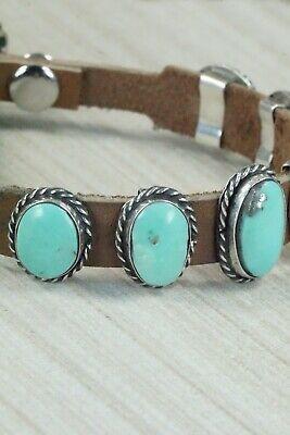 7 Stone Turquoise, Sterling Silver and Leather Bracelet - Jimmy Emerson - High Lonesome Trading