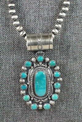 Turquoise Pendant & Sterling Silver Necklace - Tom Lewis