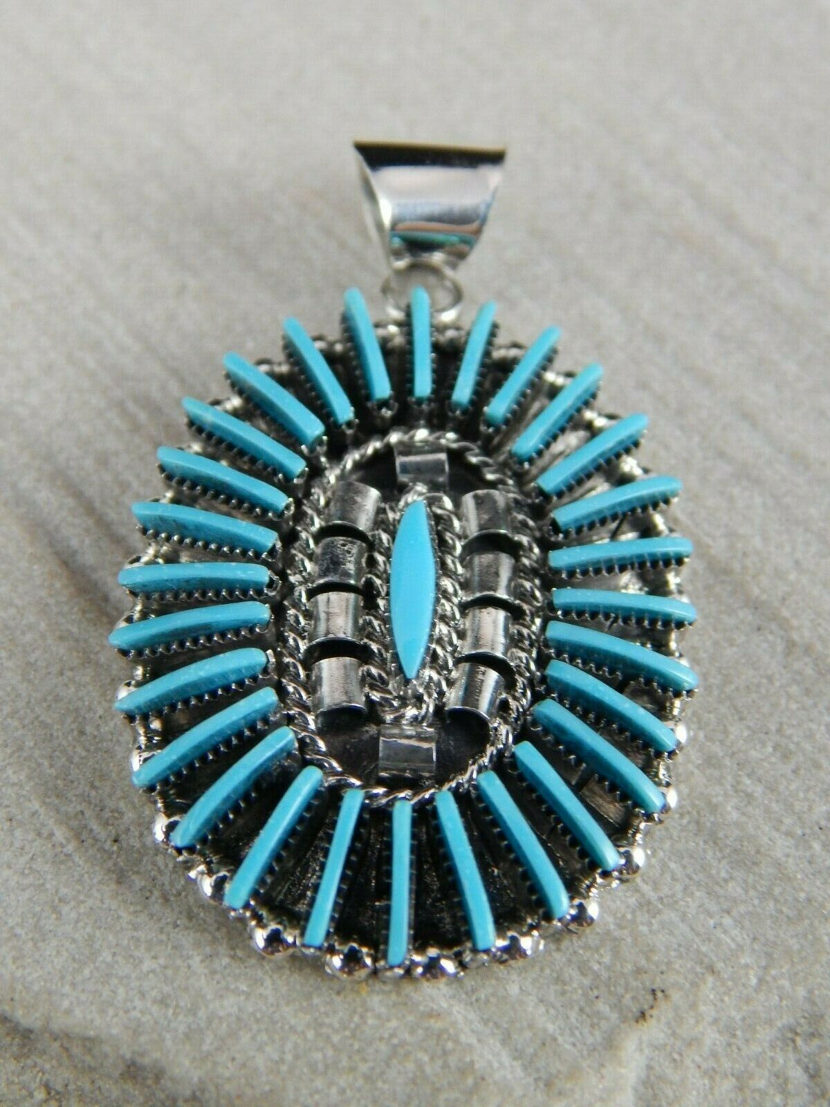 Zuni Turquoise & Sterling Silver Pendant - Carla Laconsello - High Lonesome Trading