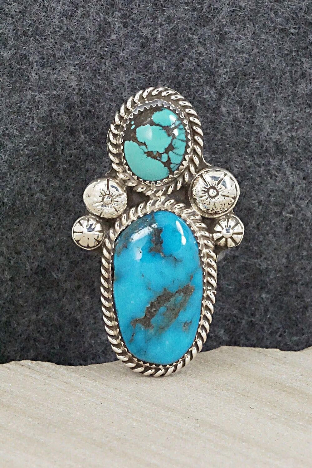 Turquoise & Sterling Silver Ring - Ray Nez - Size 10.5