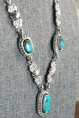 Navajo Turquoise & Sterling Silver Necklace - Lee Shorty
