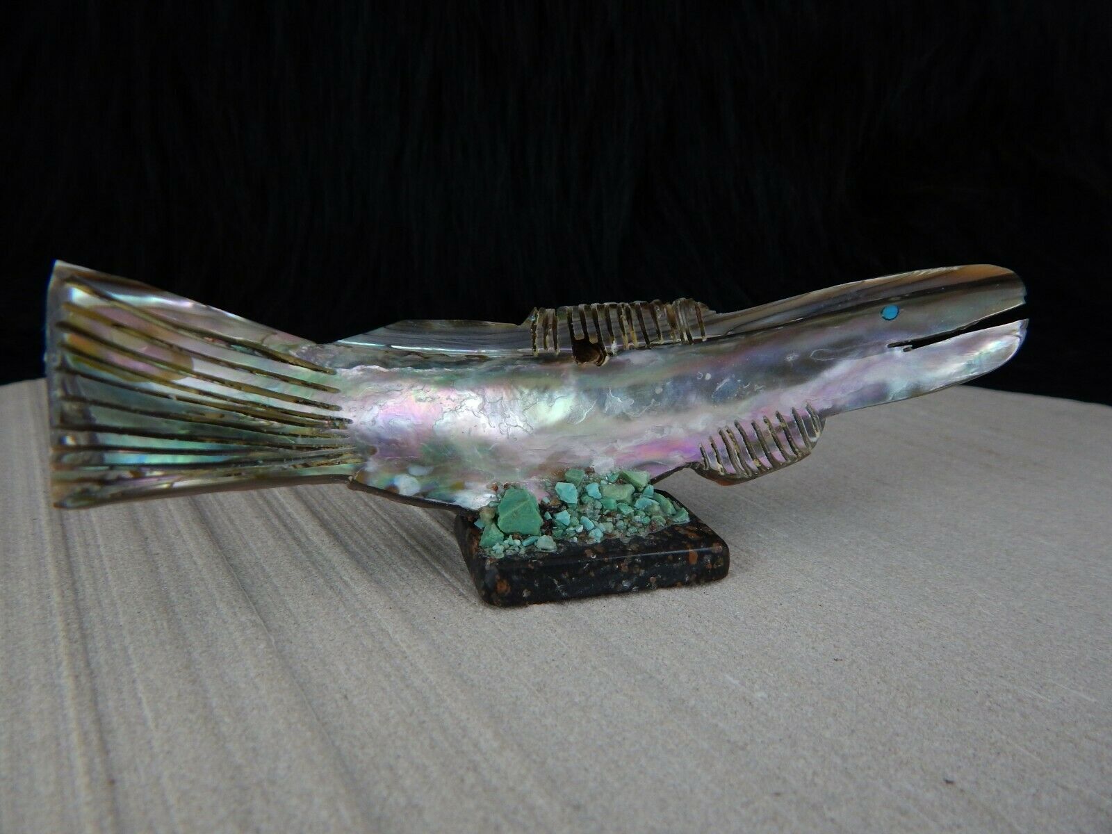 Fish Zuni Fetish Carving - Bernard Laiwakete - High Lonesome Trading