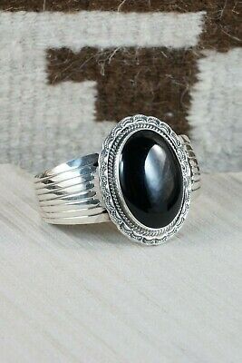 Navajo Onyx & Sterling Silver Bracelet - Jameson Delgarito - High Lonesome Trading