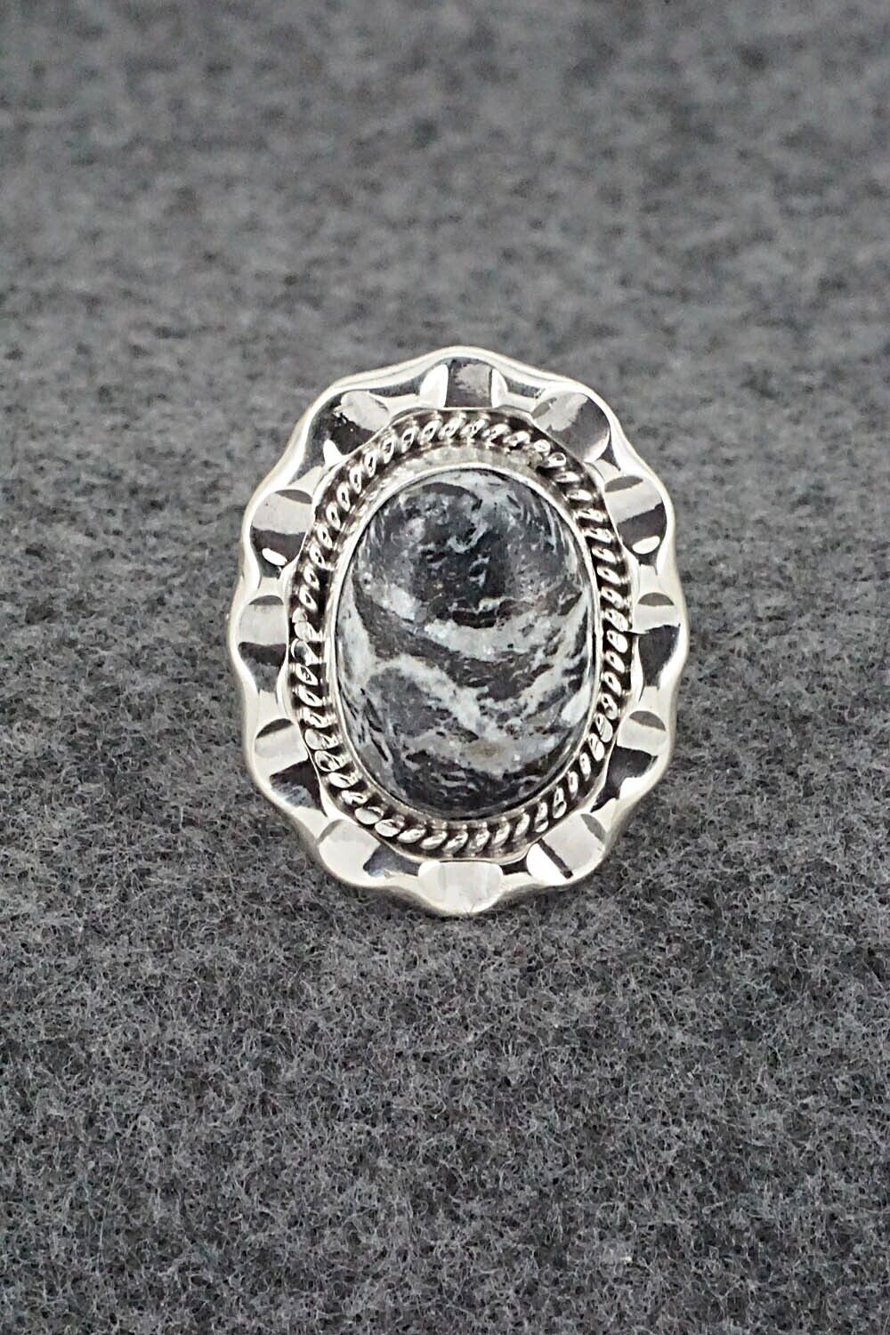 White Buffalo & Sterling Silver Ring - Samuel Yellowhair - Size 7.5
