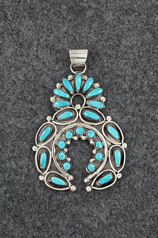 Turquoise and Sterling Silver Naja Pendant - Vie Bobelu