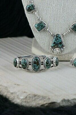 Navajo Turquoise & Sterling Silver Necklace Set - Raymond Delgarito - High Lonesome Trading