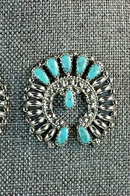 Navajo Turquoise and Sterling Silver Naja Earrings - Zeita Begay