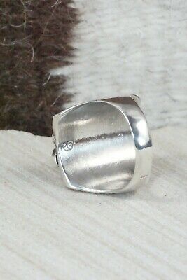 Turquoise, Coral and Sterling Silver Ring - Wilbur Myers - Size 9
