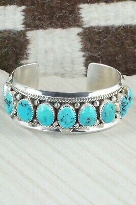 Turquoise & Sterling Silver Bracelet - Leslie Nez