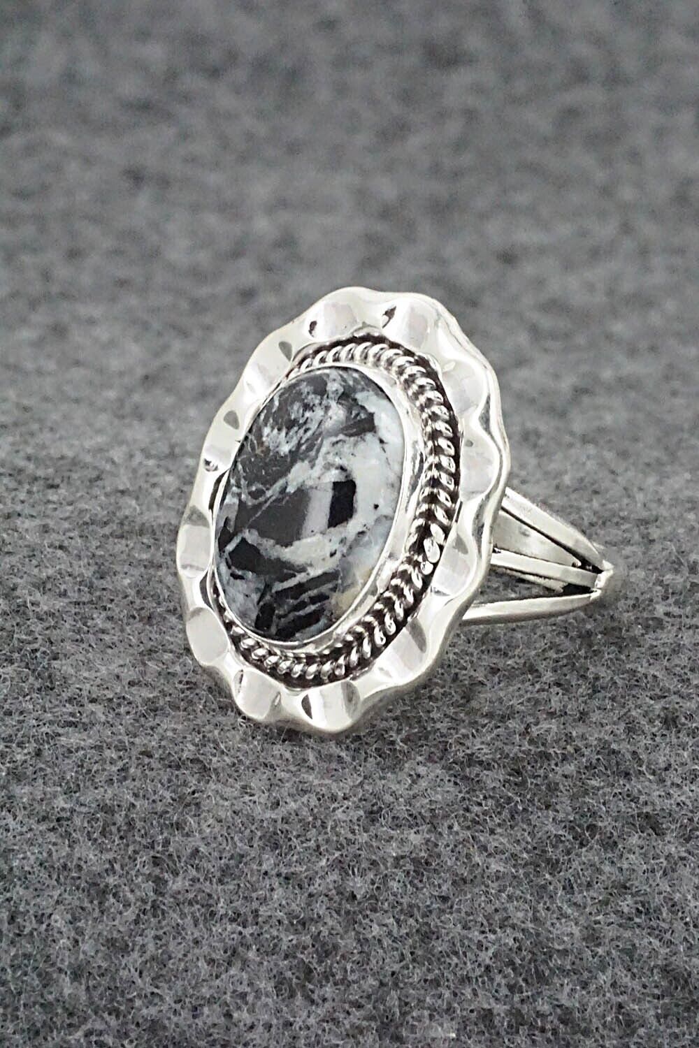 White Buffalo & Sterling Silver Ring - Samuel Yellowhair - Size 8.75