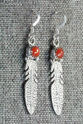 Coral & Sterling Silver Earrings - Rita Largo