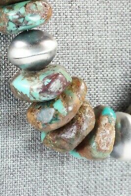 Turquoise & Sterling Silver Navajo Pearl Necklace - Doreen Jake