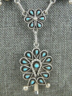 Zuni Sterling Silver and Turquoise Necklace and Earrings Set - Tricia Leekity - High Lonesome Trading