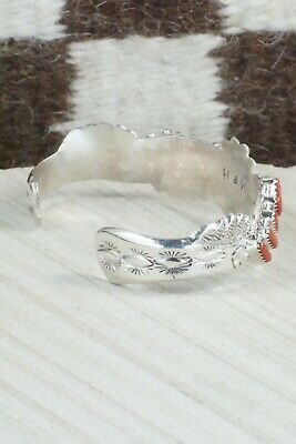 Coral, Turquoise & Sterling Silver Bracelet - Murray Hannaweeka