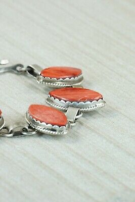 Navajo Spiny Oyster and Sterling Silver Link Bracelet - Selina Warner