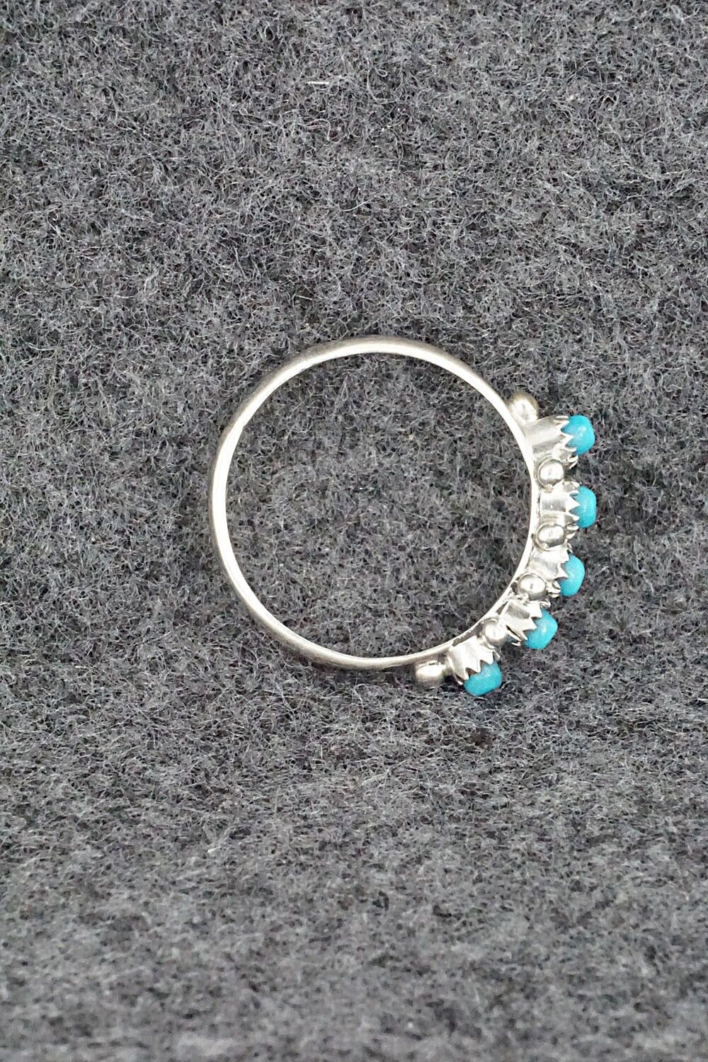 Turquoise & Sterling Silver Ring - April Haloo - Size 7