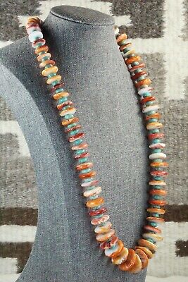 Spiny Oyster, Turquoise & Sterling Silver Necklace - Navajo