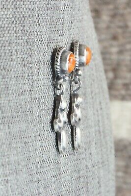 Spiny Oyster & Sterling Silver Earrings - Adelarae Yazzie