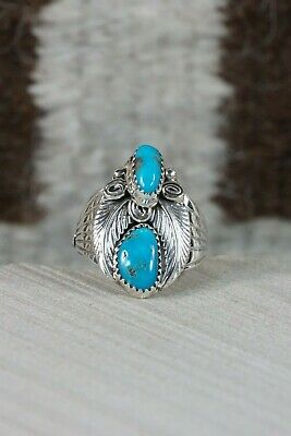 Navajo Turquoise and Sterling Silver Ring - Jeanette Saunders - Size 10.25 - High Lonesome Trading